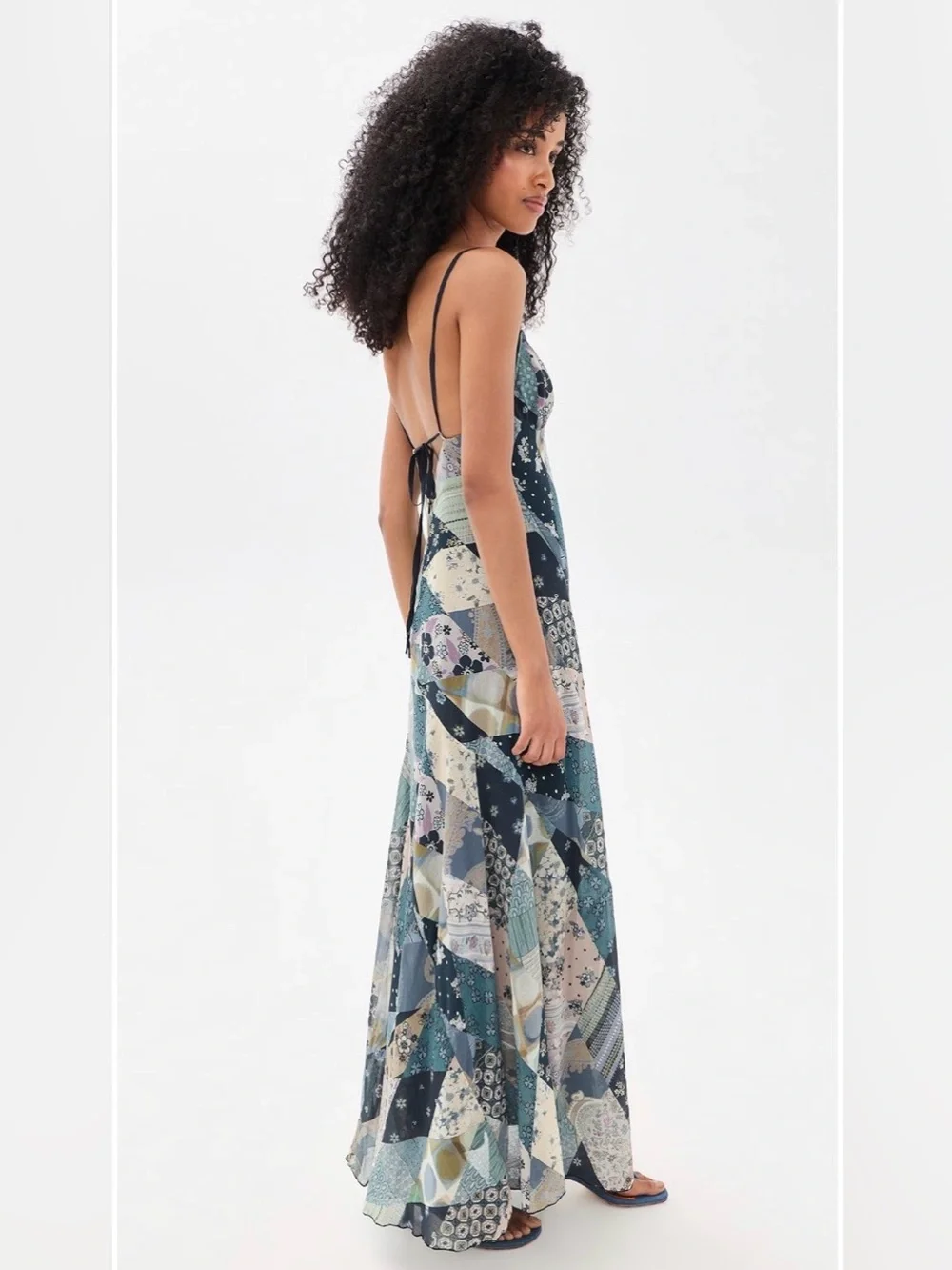 Free People Tis The Season Printed V-Neck Sleeveless A-Line Maxi Dress - Picture 4 of 6